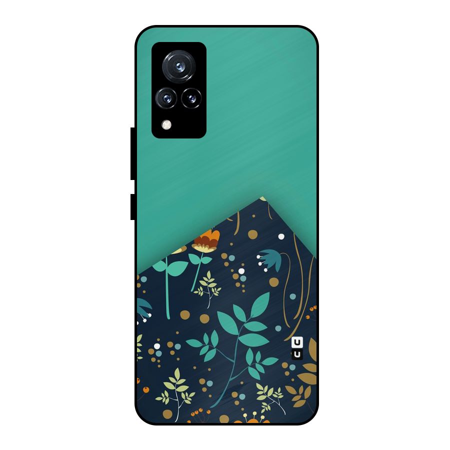 Floral Corner Metal Back Case for Vivo V21 5G