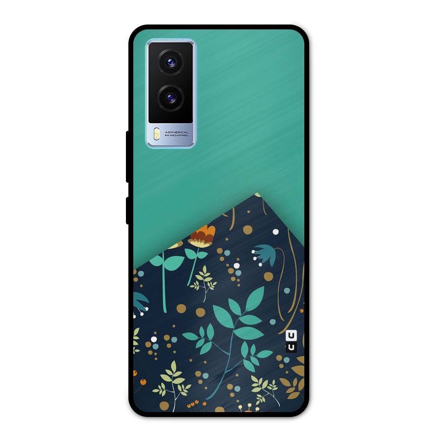 Floral Corner Metal Back Case for Vivo V21e 5G
