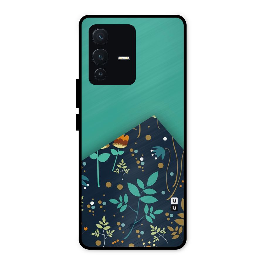 Floral Corner Metal Back Case for Vivo V23 5G