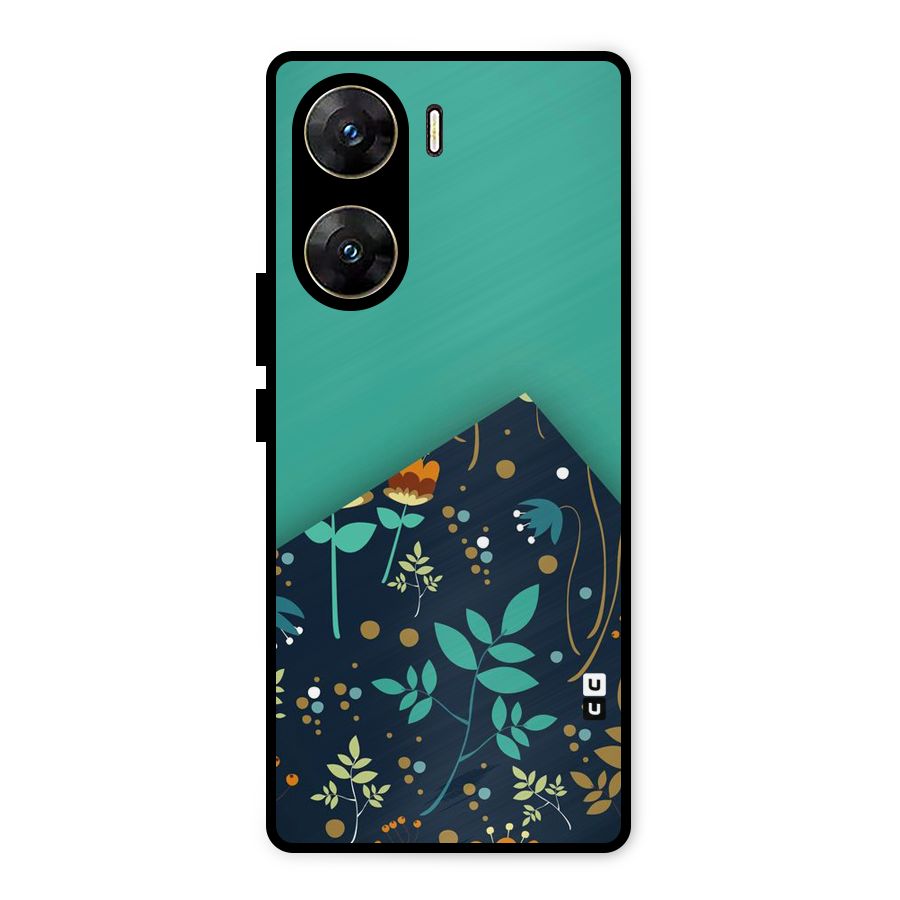 Floral Corner Metal Back Case for Vivo V29e