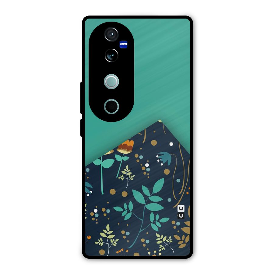 Floral Corner Metal Back Case for Vivo V40 Pro