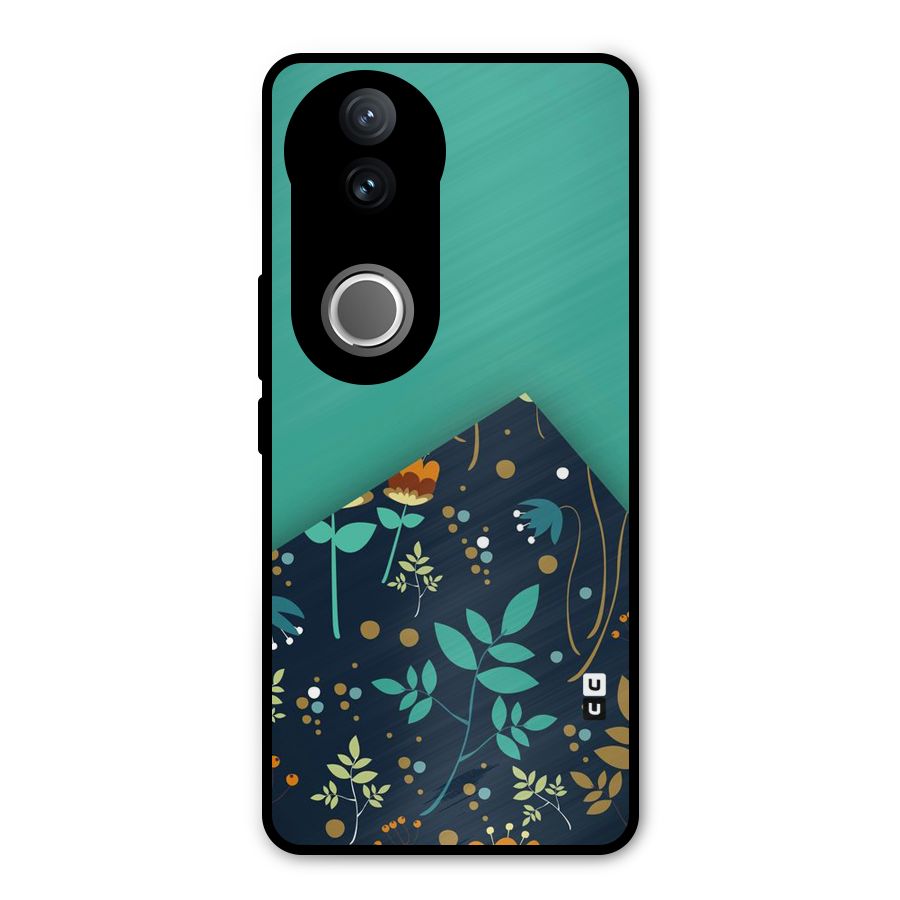 Floral Corner Metal Back Case for Vivo V50e