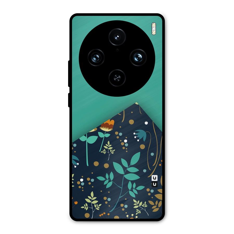 Floral Corner Metal Back Case for Vivo X100 Pro
