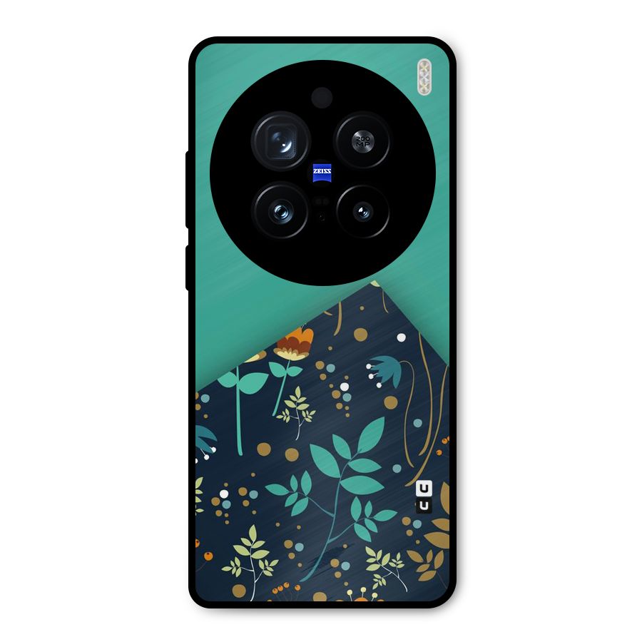 Floral Corner Metal Back Case for Vivo X200 Pro