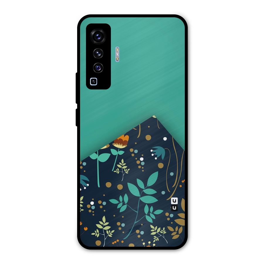 Floral Corner Metal Back Case for Vivo X50
