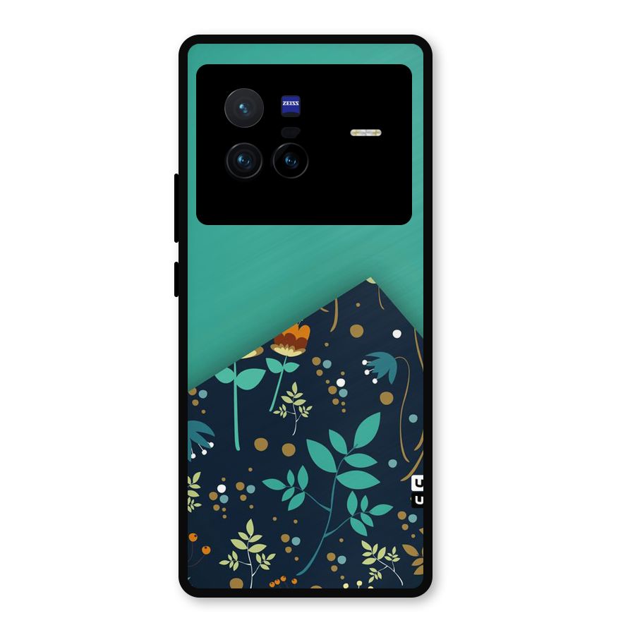 Floral Corner Metal Back Case for Vivo X80