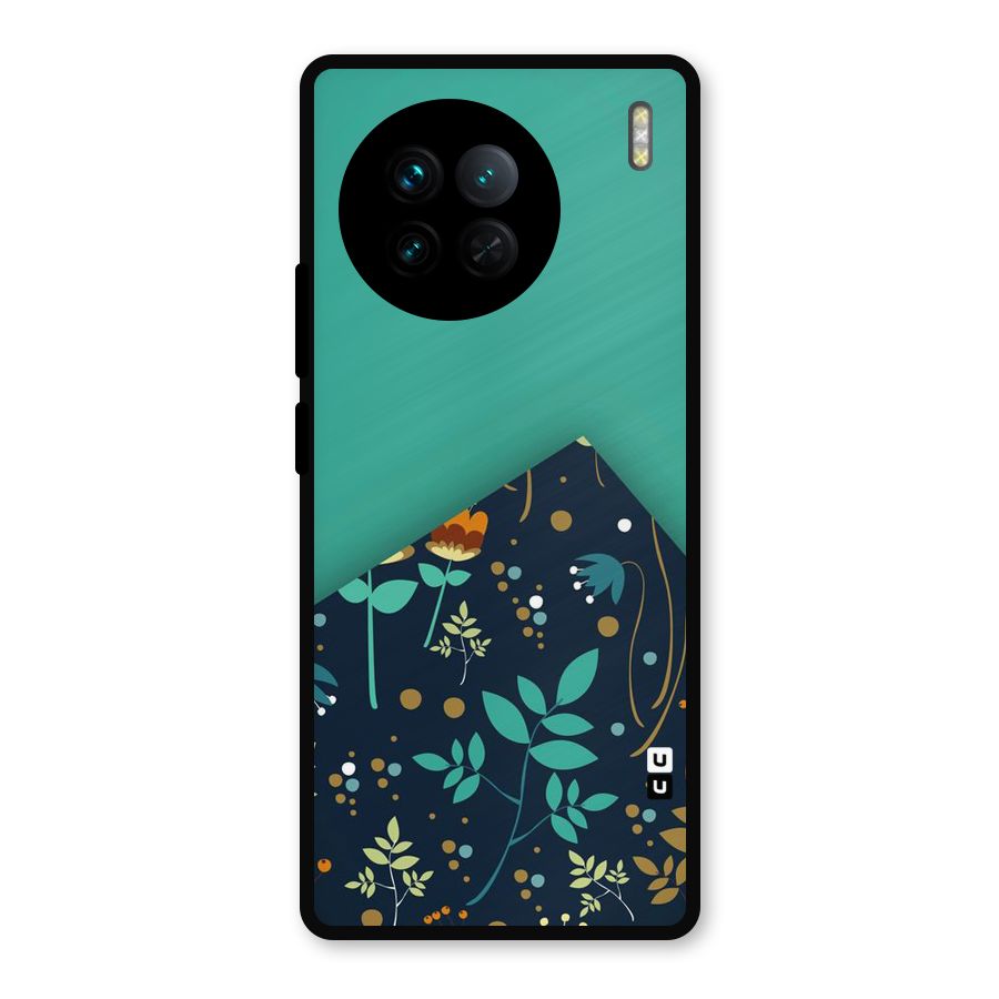 Floral Corner Metal Back Case for Vivo X90