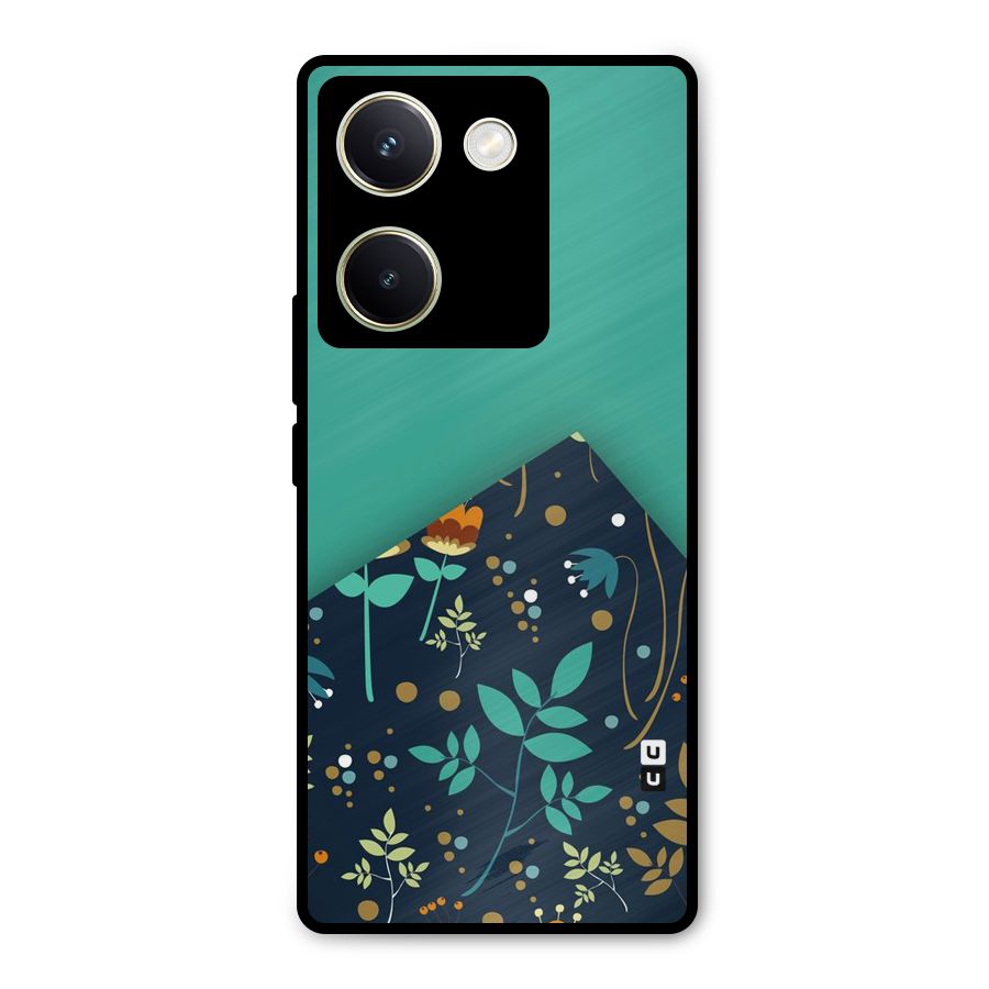 Floral Corner Metal Back Case for Vivo Y200 Pro