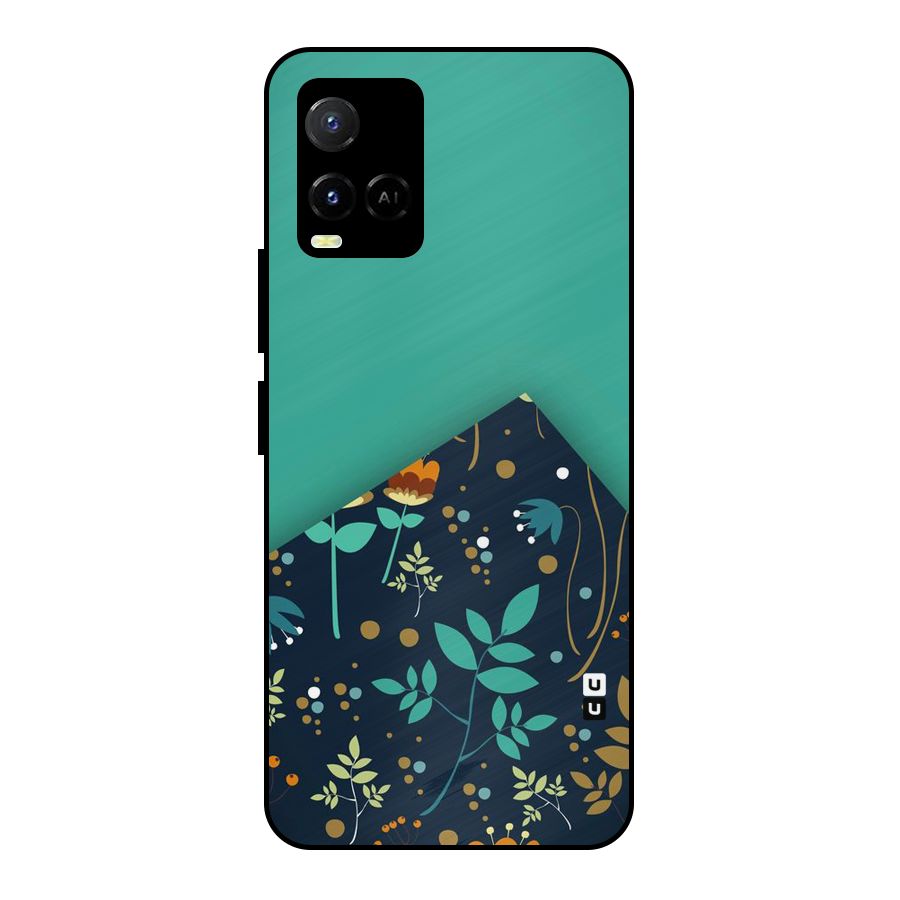 Floral Corner Metal Back Case for Vivo Y21