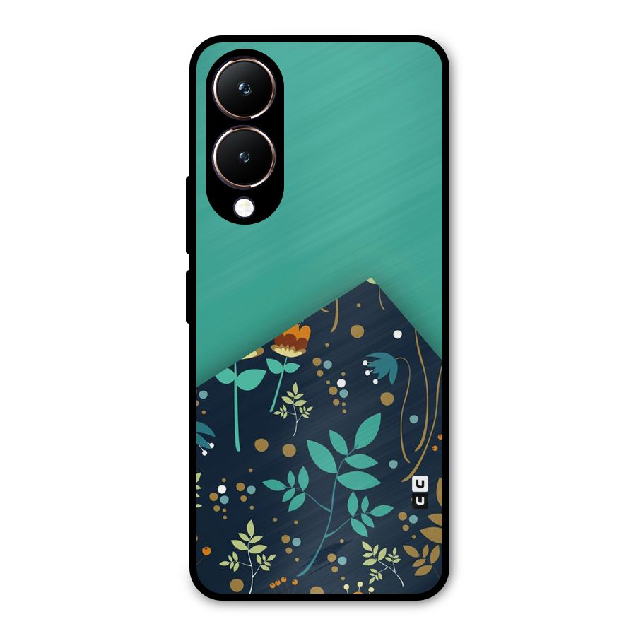 Floral Corner Metal Back Case for Vivo Y28