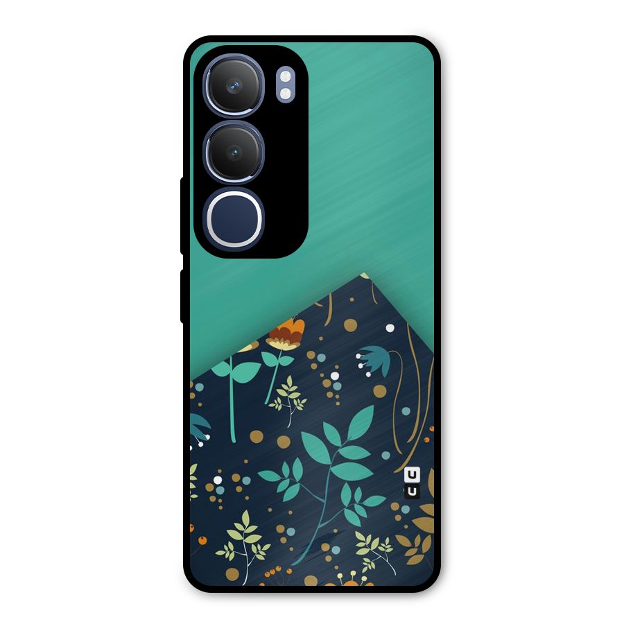 Floral Corner Metal Back Case for Vivo Y29