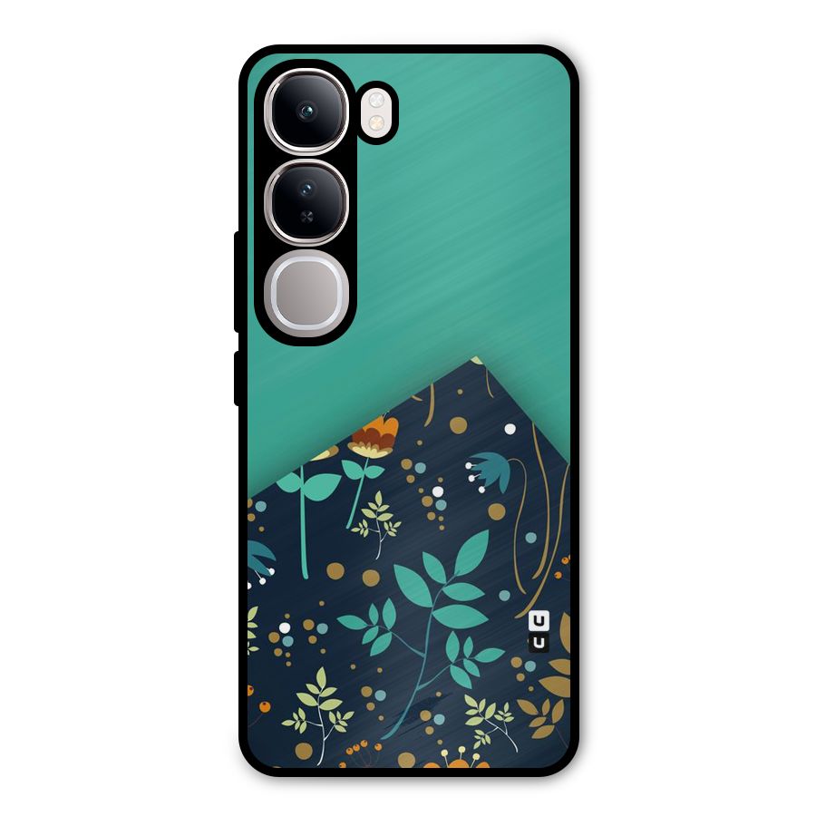 Floral Corner Metal Back Case for Vivo Y300