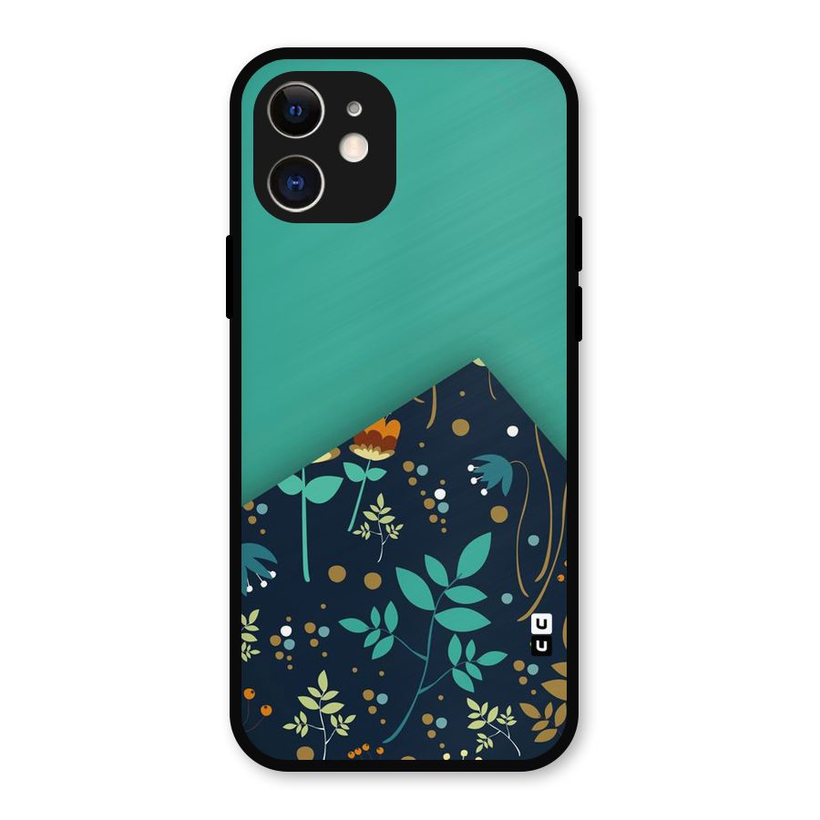 Floral Corner Metal Back Case for iPhone 12