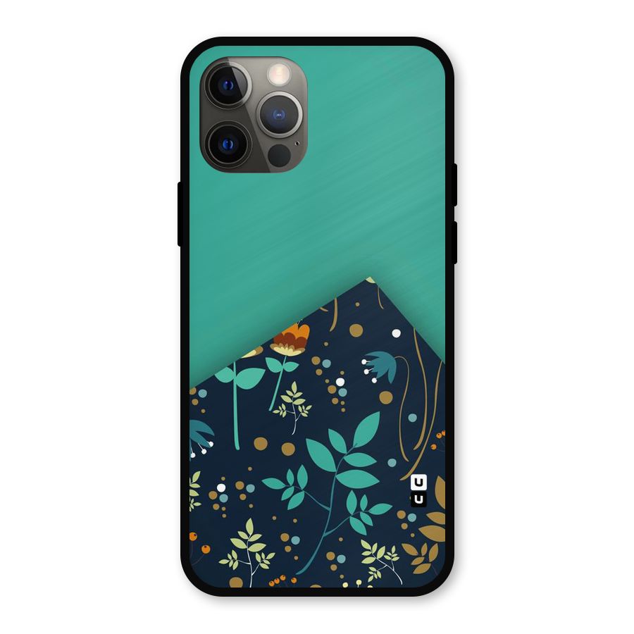 Floral Corner Metal Back Case for iPhone 12 Pro