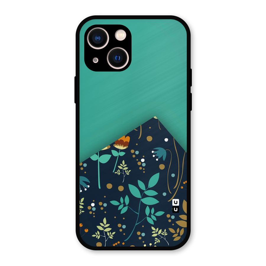 Floral Corner Metal Back Case for iPhone 13