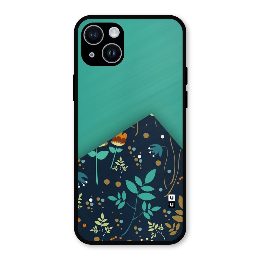 Floral Corner Metal Back Case for iPhone 14