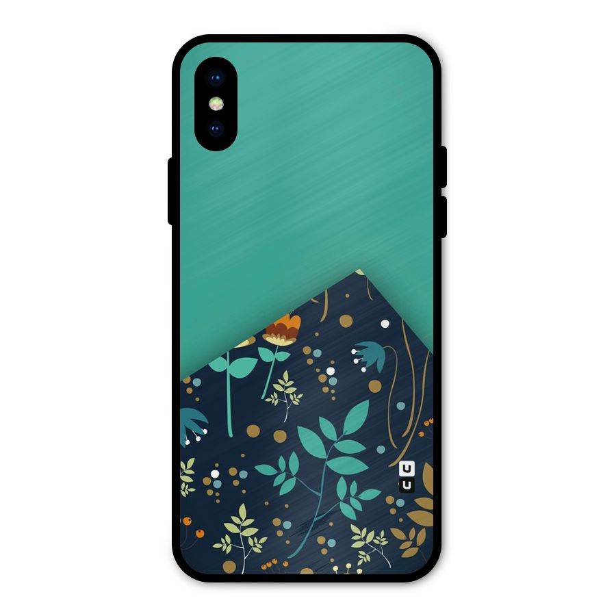 Floral Corner Metal Back Case for iPhone X