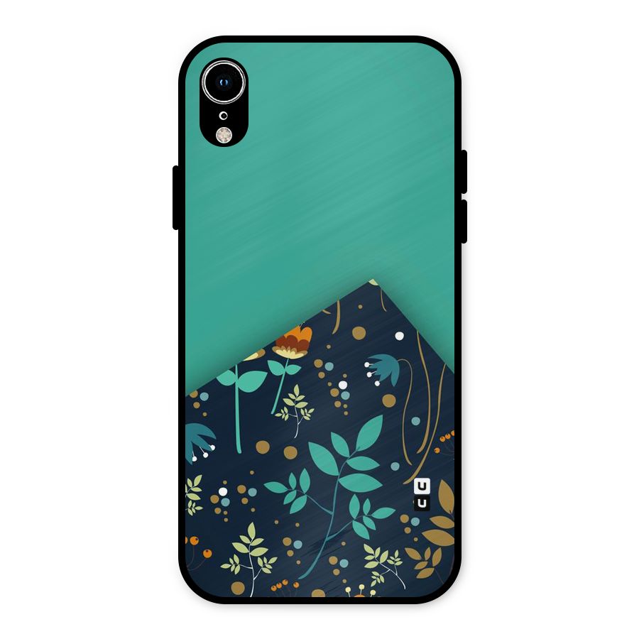 Floral Corner Metal Back Case for iPhone XR