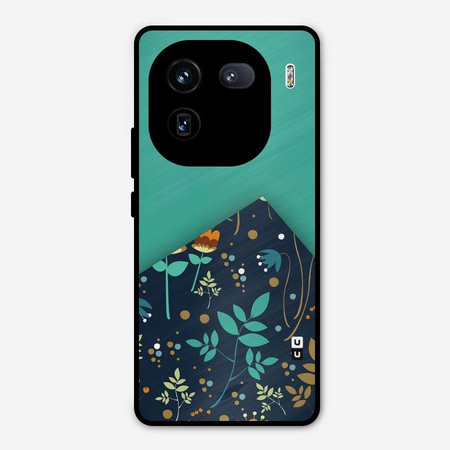 Floral Corner Metal Back Case for iQOO 12