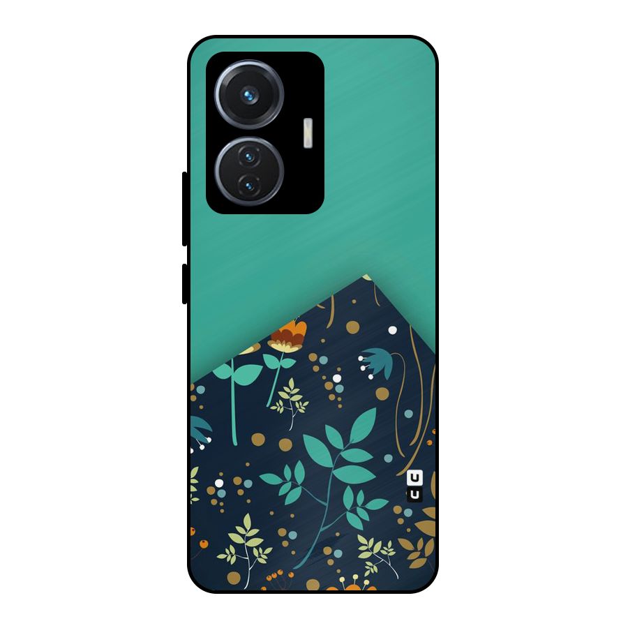 Floral Corner Metal Back Case for iQOO Z6 44W