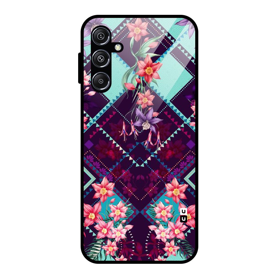 Floral Diamonds Glass Back Case for Galaxy M34 5G