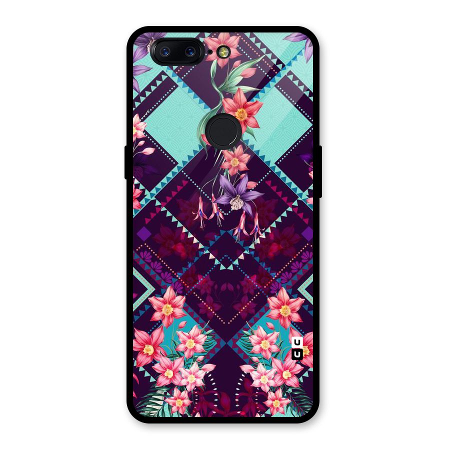 Floral Diamonds Glass Back Case for OnePlus 5T