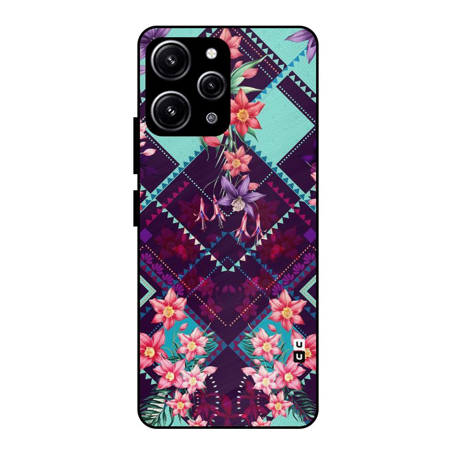 Floral Diamonds Glass Back Case for Redmi 12 4G