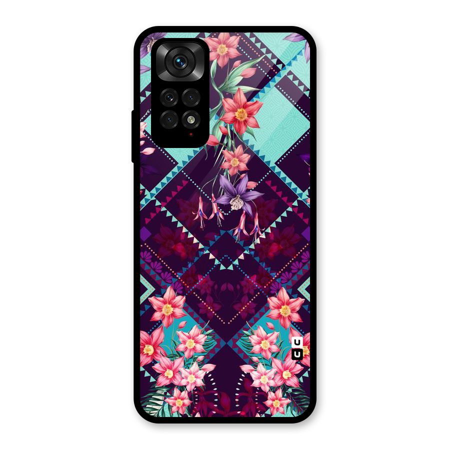 Floral Diamonds Glass Back Case for Redmi Note 11S