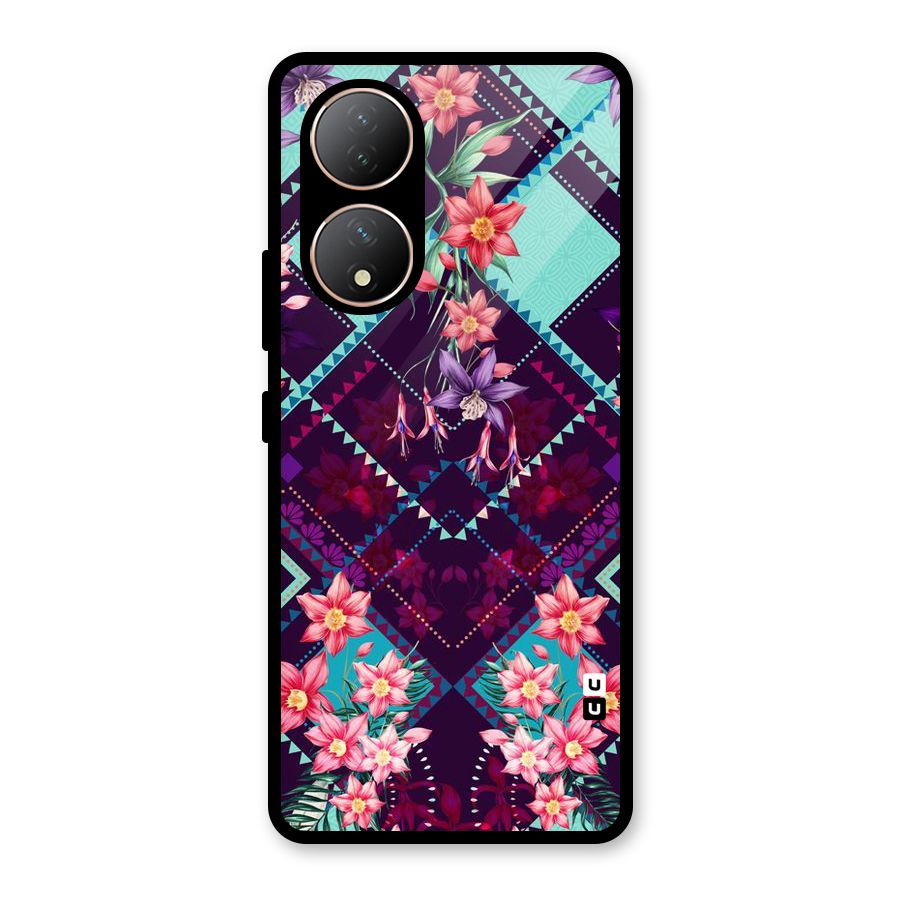 Floral Diamonds Glass Back Case for Vivo Y100A