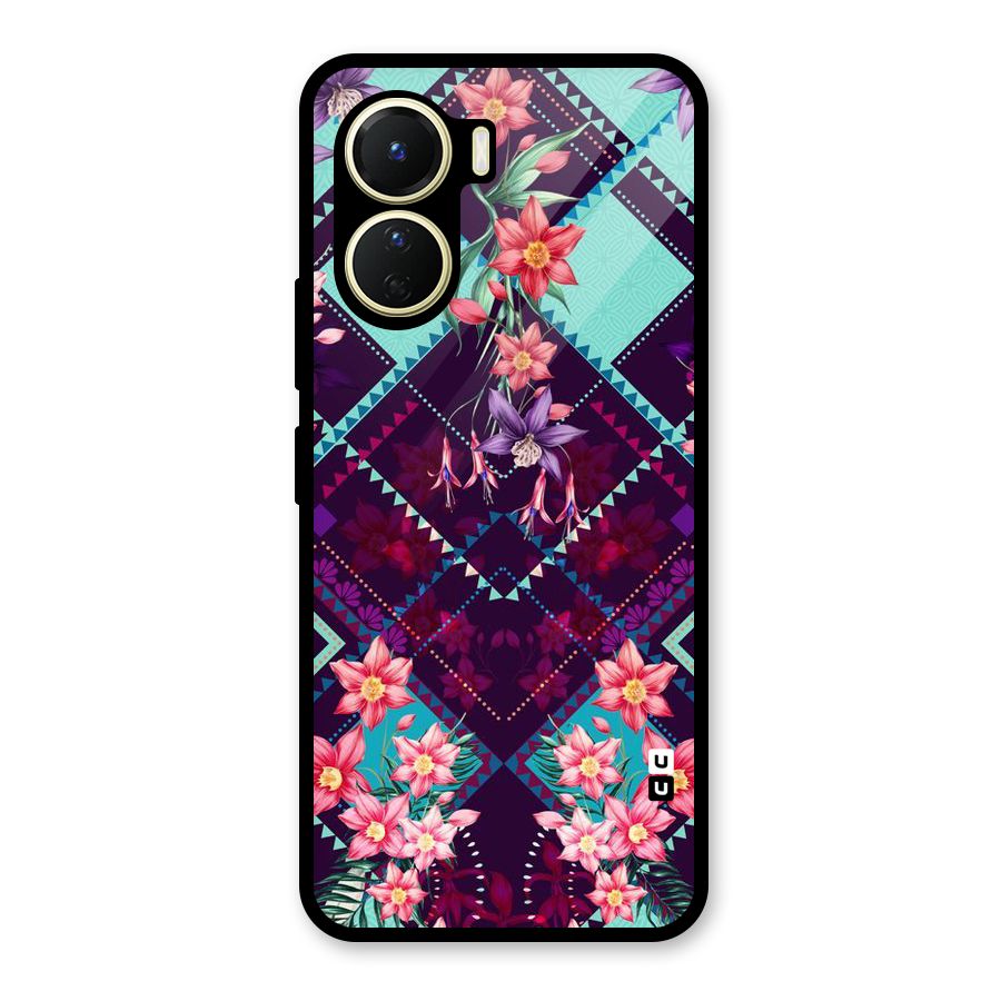 Floral Diamonds Glass Back Case for Vivo Y16