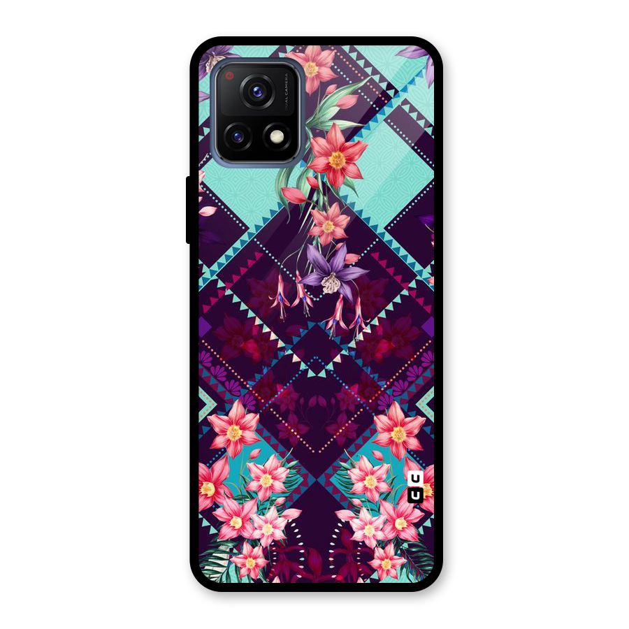 Floral Diamonds Glass Back Case for Vivo Y72 5G