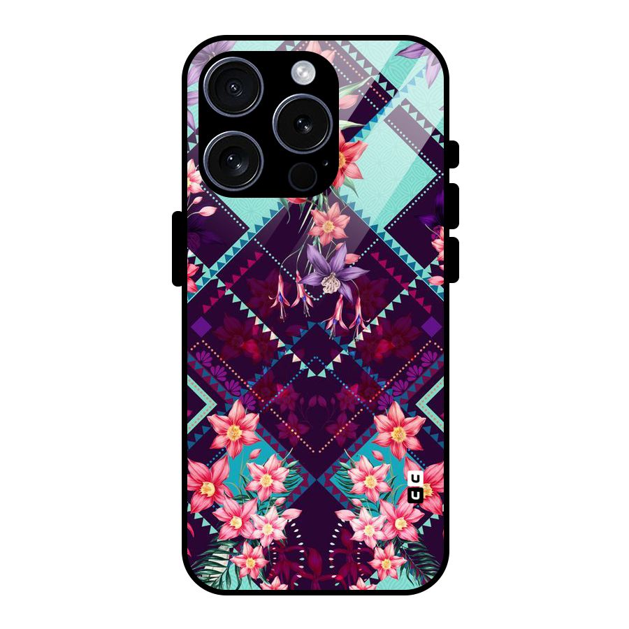 Floral Diamonds Glass Back Case for iPhone 15 Pro