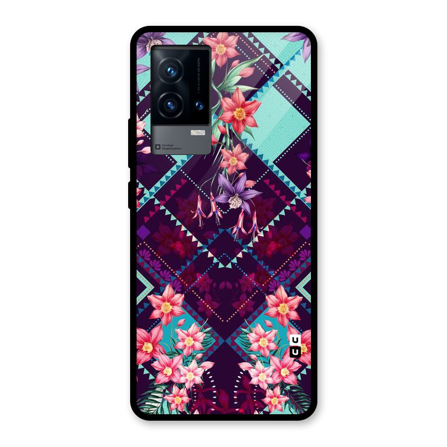 Floral Diamonds Glass Back Case for iQOO 9 5G