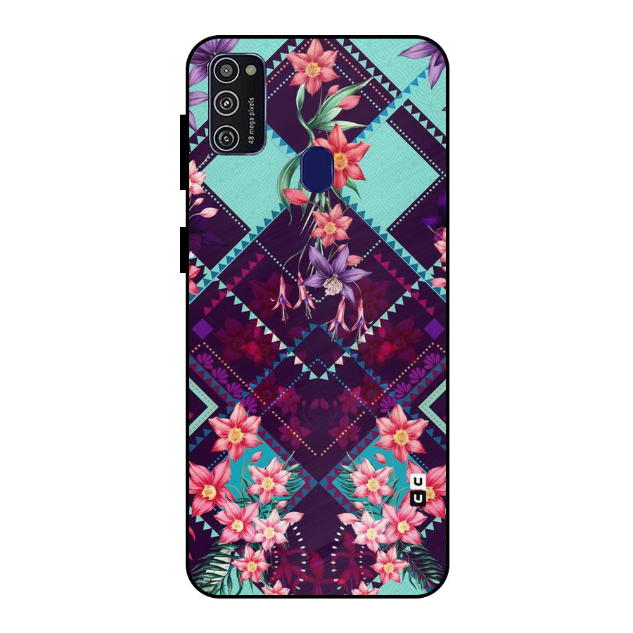 Floral Diamonds Metal Back Case for Galaxy M30s