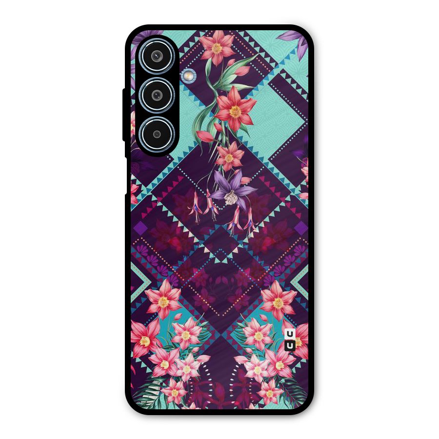 Floral Diamonds Metal Back Case for Galaxy M35
