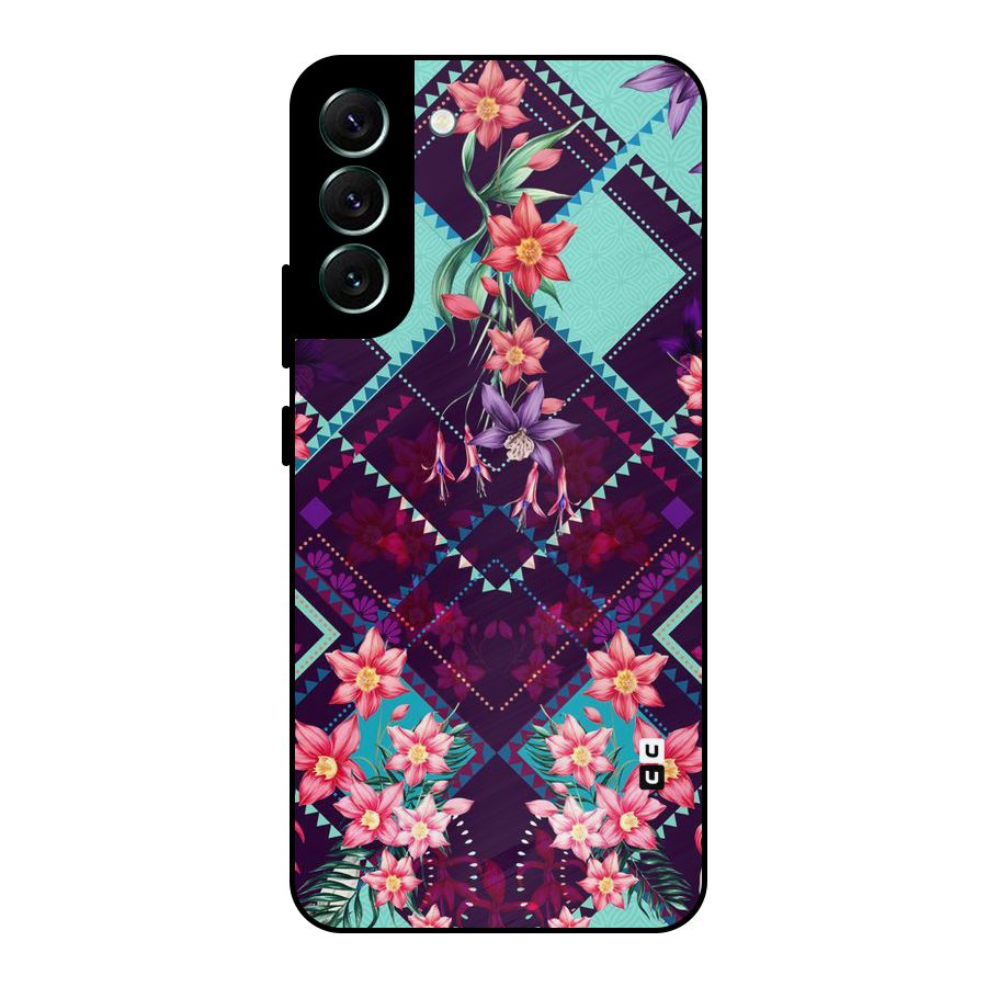 Floral Diamonds Metal Back Case for Galaxy S22 Plus 5G