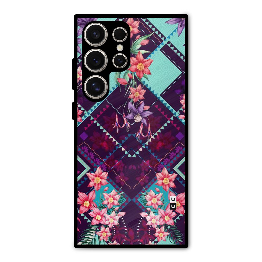 Floral Diamonds Metal Back Case for Galaxy S24 Ultra