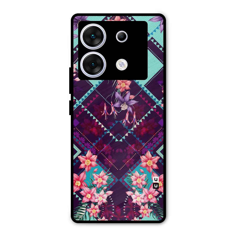Floral Diamonds Metal Back Case for Infinix Zero 30 5G
