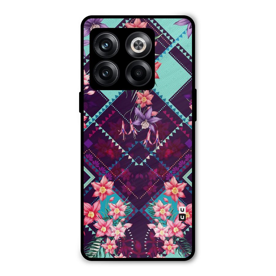 Floral Diamonds Metal Back Case for OnePlus 10T