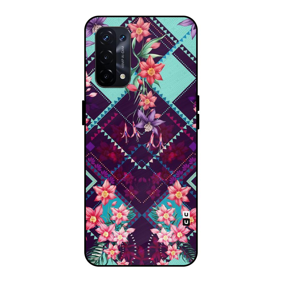 Floral Diamonds Metal Back Case for Oppo A74 5G