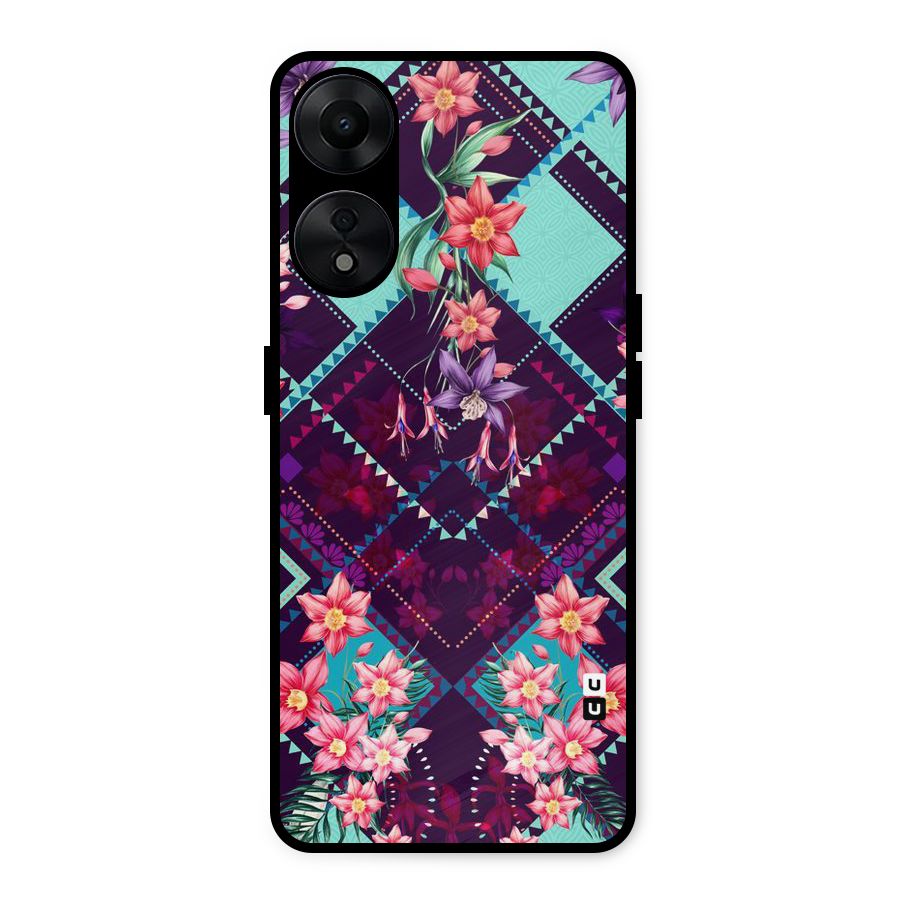 Floral Diamonds Metal Back Case for Oppo A78 5G
