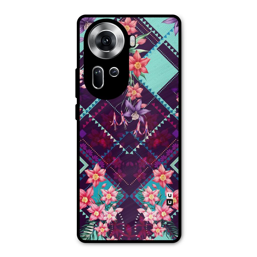 Floral Diamonds Metal Back Case for Oppo Reno11 5G