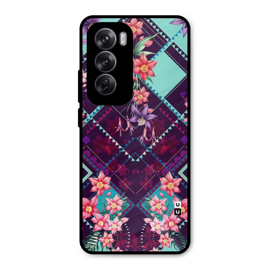Floral Diamonds Metal Back Case for Oppo Reno12 Pro