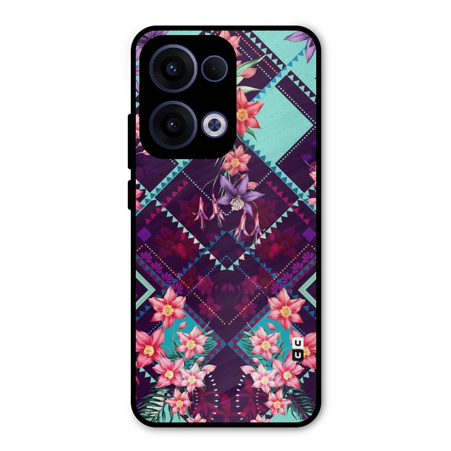 Floral Diamonds Metal Back Case for Oppo Reno13