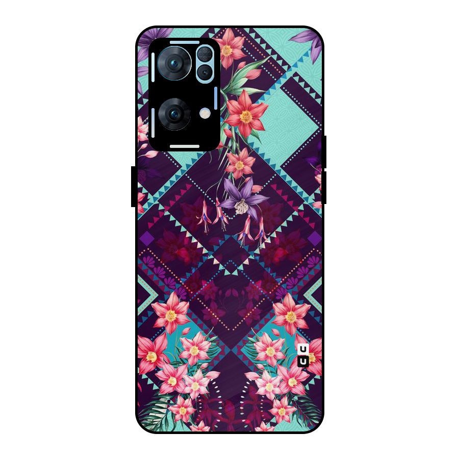 Floral Diamonds Metal Back Case for Oppo Reno7 Pro 5G