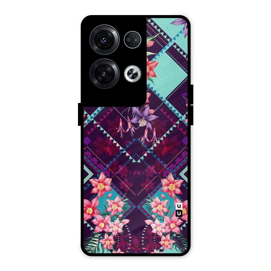 Floral Diamonds Metal Back Case for Oppo Reno8 Pro 5G