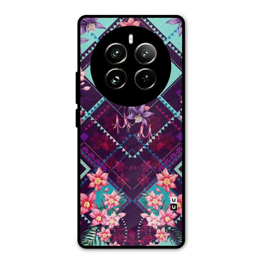 Floral Diamonds Metal Back Case for Realme 12 Pro