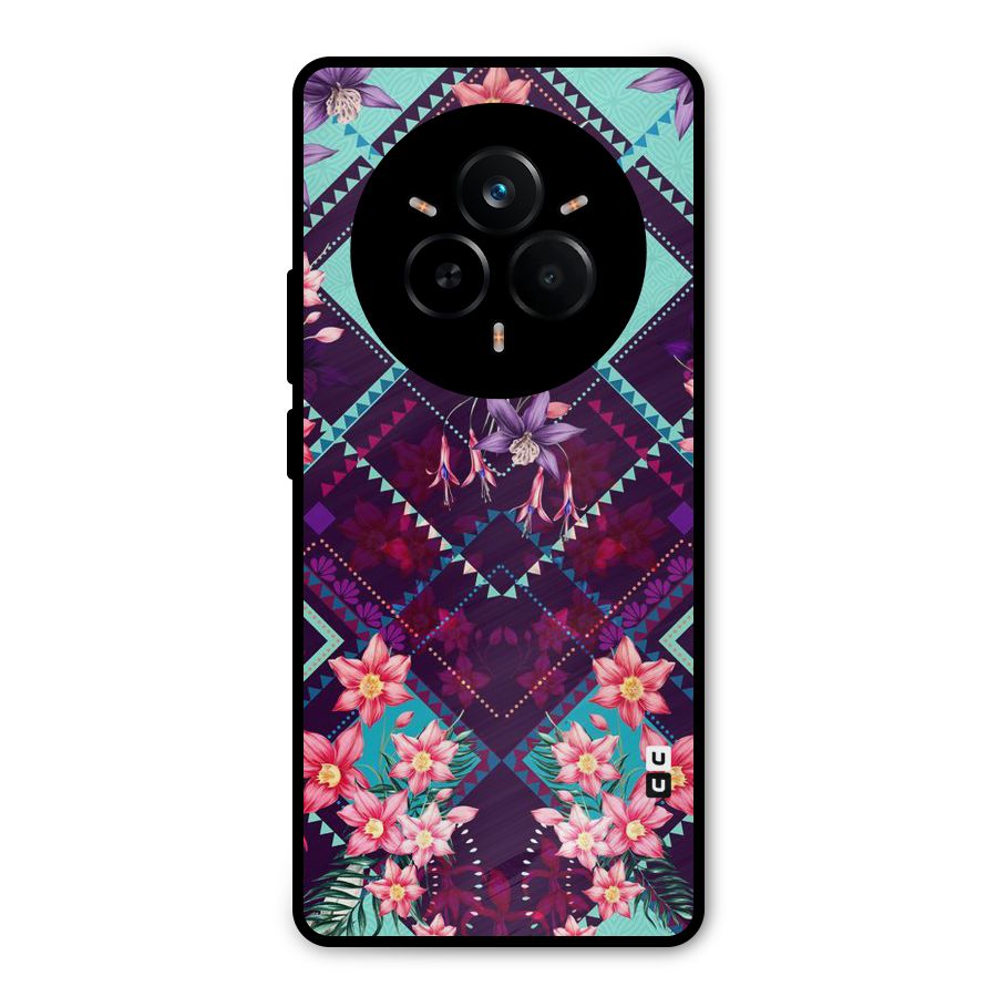 Floral Diamonds Metal Back Case for Realme 14 Pro Plus