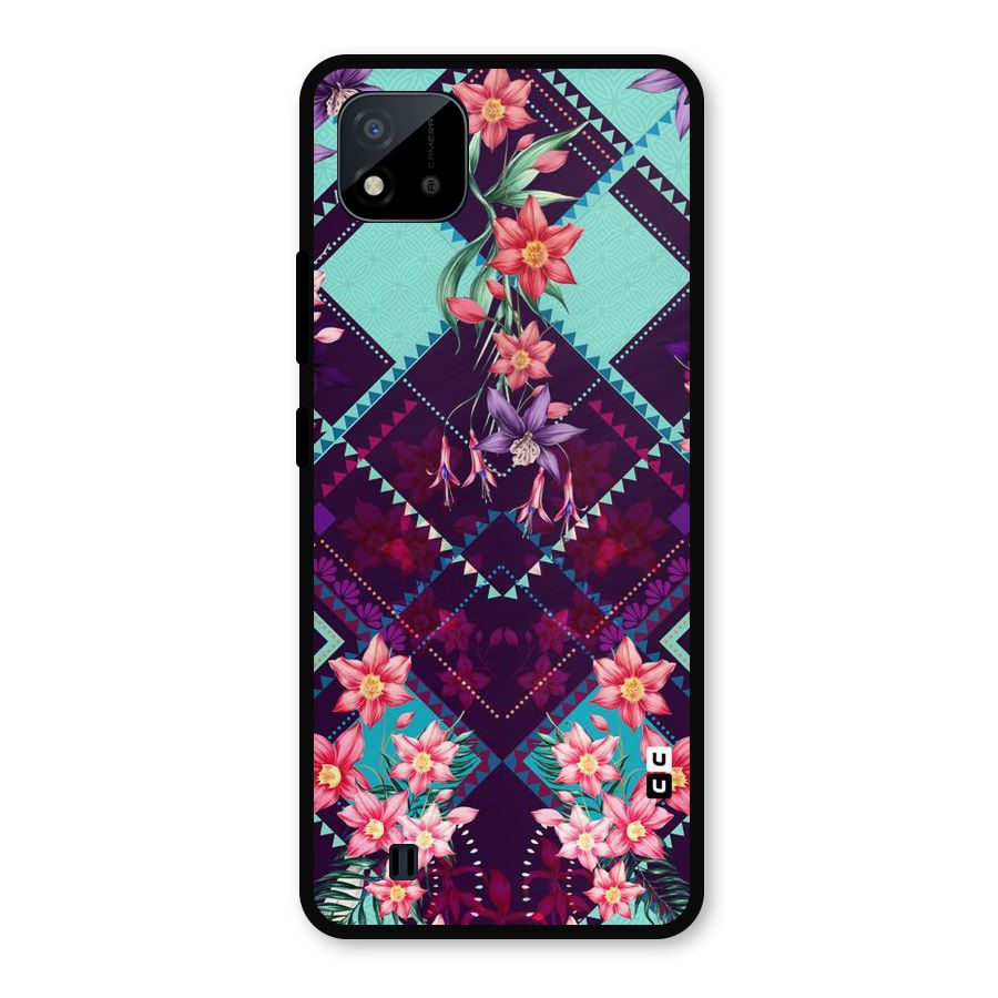 Floral Diamonds Metal Back Case for Realme C11 2021