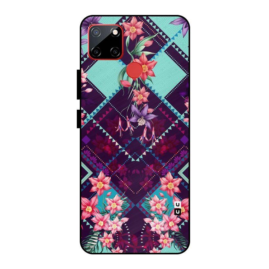 Floral Diamonds Metal Back Case for Realme C12